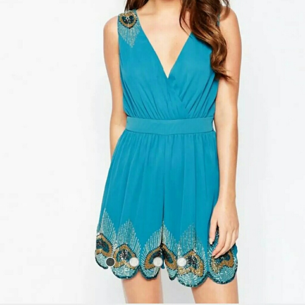 NWT Little Mistress peacock romper